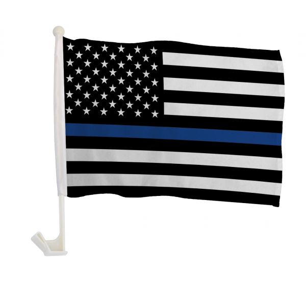Thin Blue Line Double Sided Car Flags 12"x15"