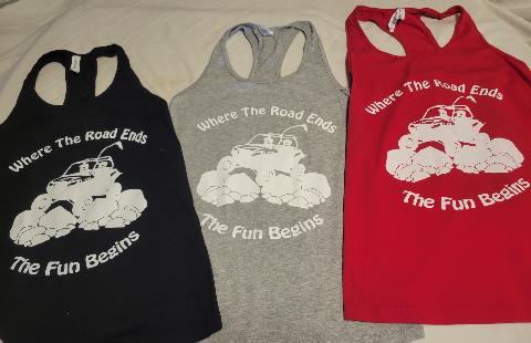 Where The Road Ends The Fun Begins Ladies Racerback Tank Tops